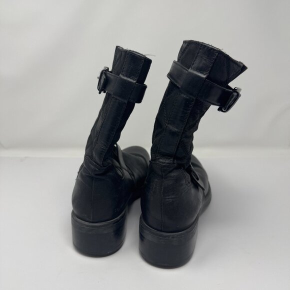 Aquatalia Black Leather Quilted Moto Boots Zippered US 9 1/2 - Picture 4 of 8